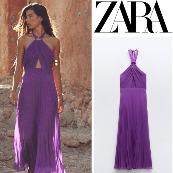 Zara Dresses & Skirts - ZARA BLOGGERS FAVORITE CUT OUT PLEATED MIDI DRESS